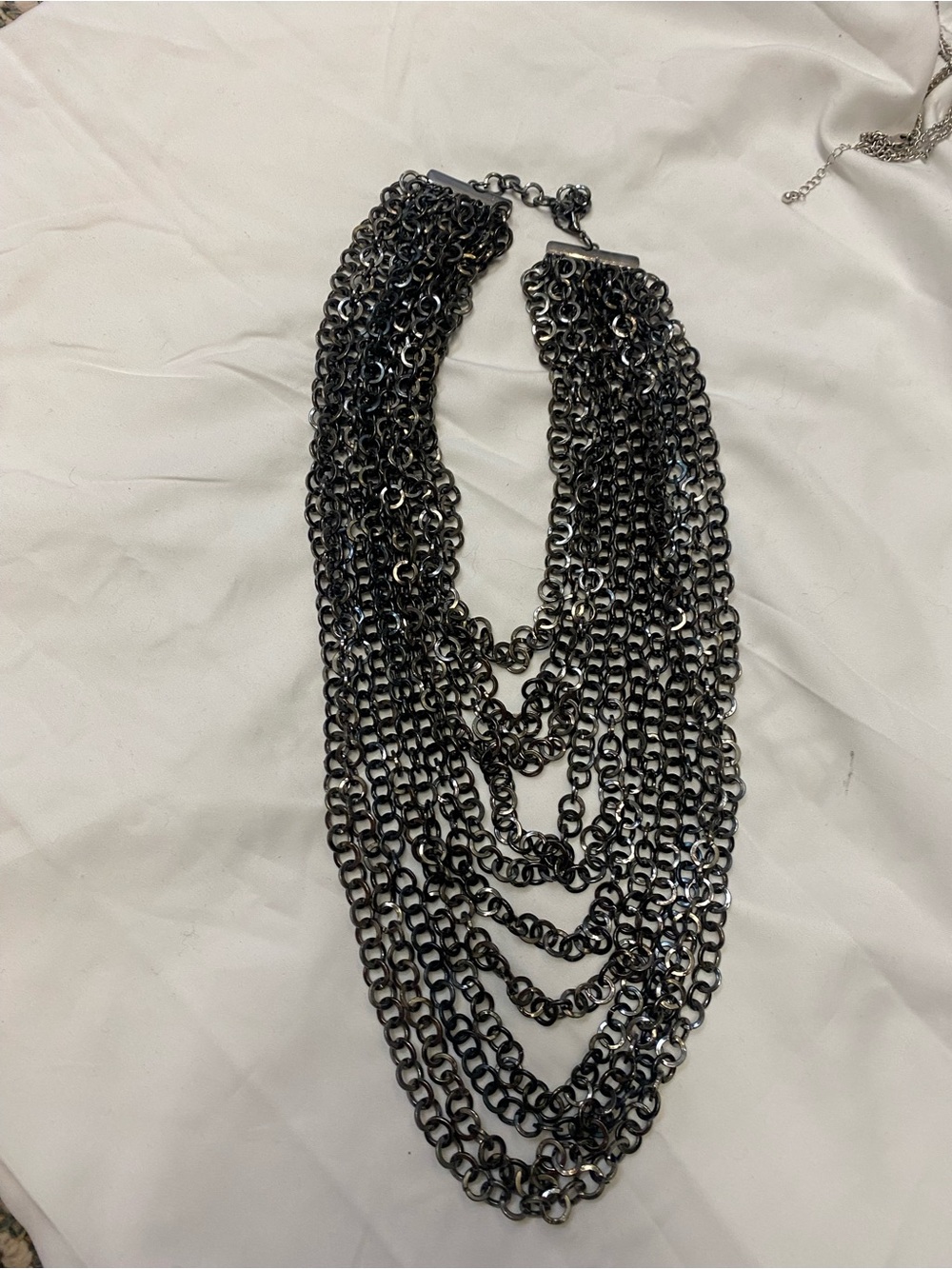 Multi-Strand Gunmetal Chain Necklace - Women Jewelry